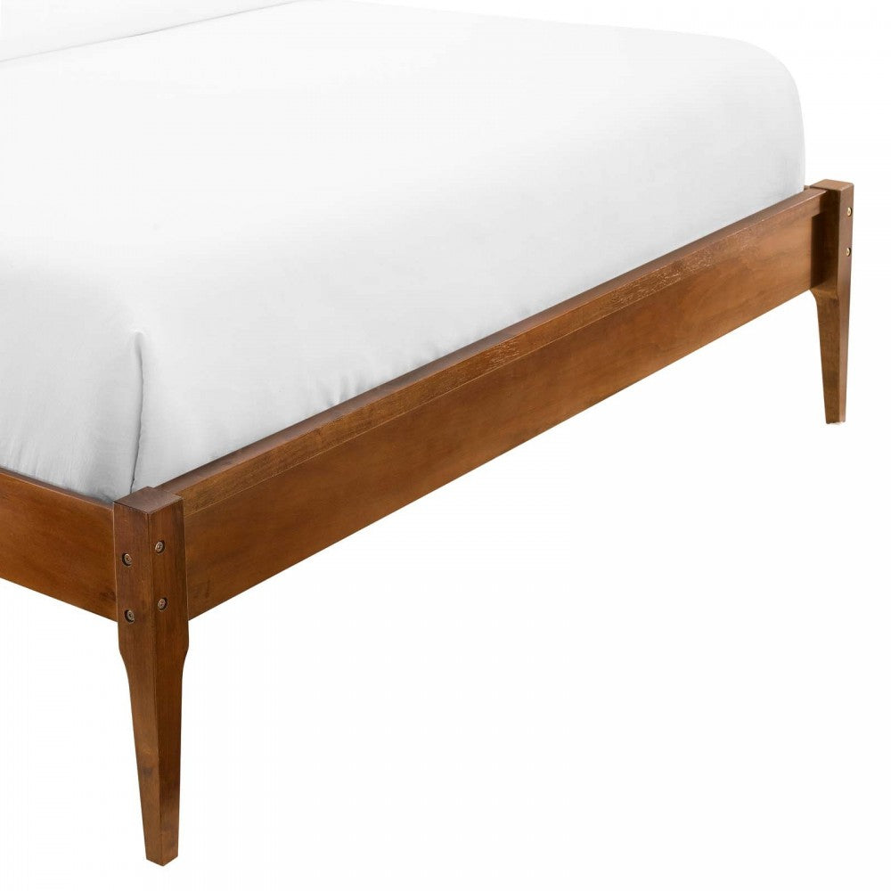 June Full Wood Platform Bed Frame, Walnut