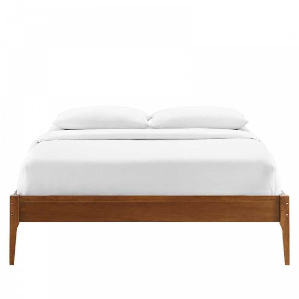 June Full Wood Platform Bed Frame, Walnut