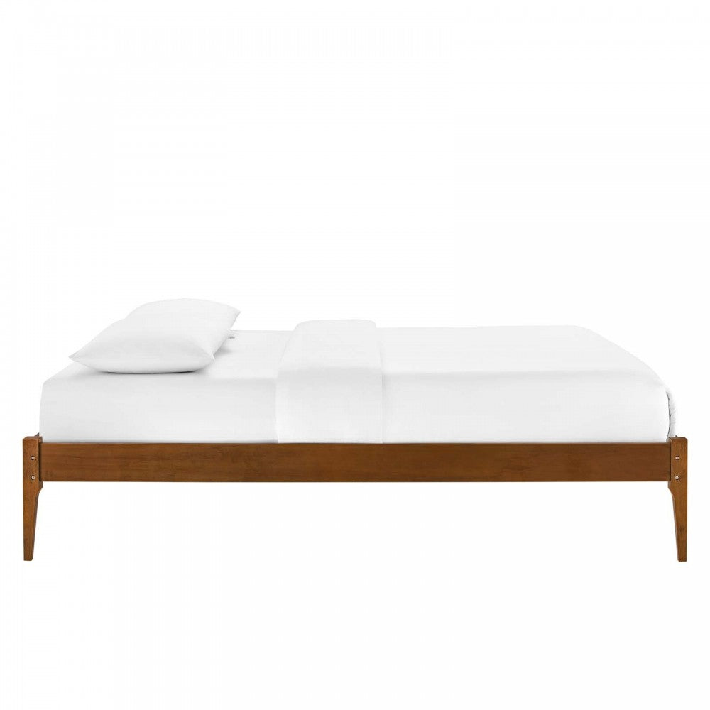 June Full Wood Platform Bed Frame, Walnut