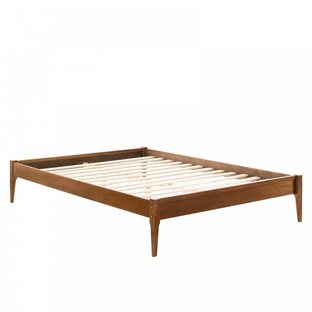 June Full Wood Platform Bed Frame, Walnut