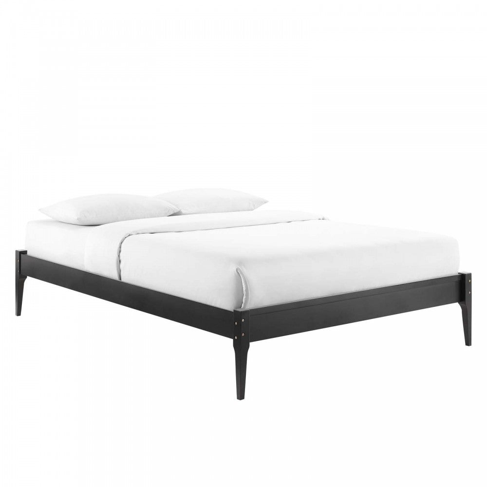 June Full Wood Platform Bed Frame, Black