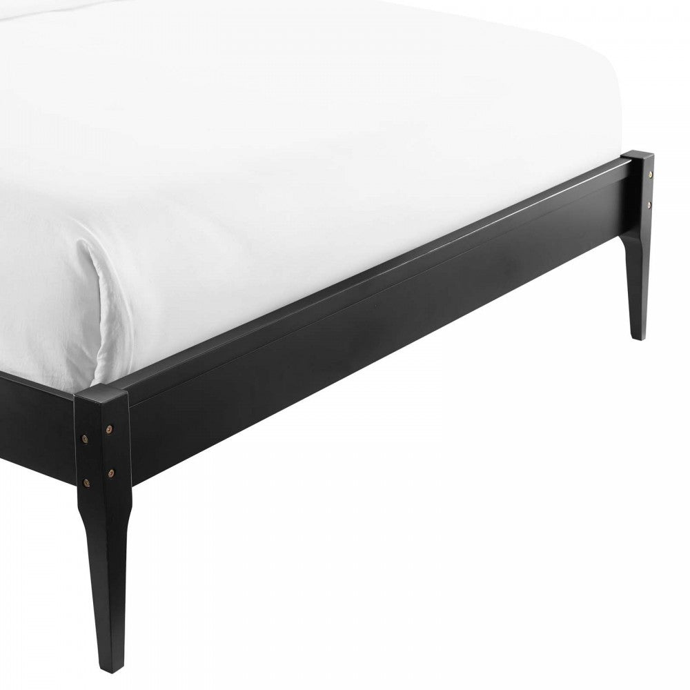 June Full Wood Platform Bed Frame, Black