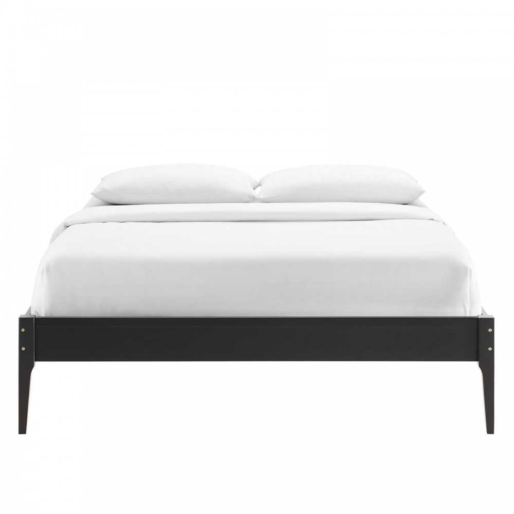 June Full Wood Platform Bed Frame, Black