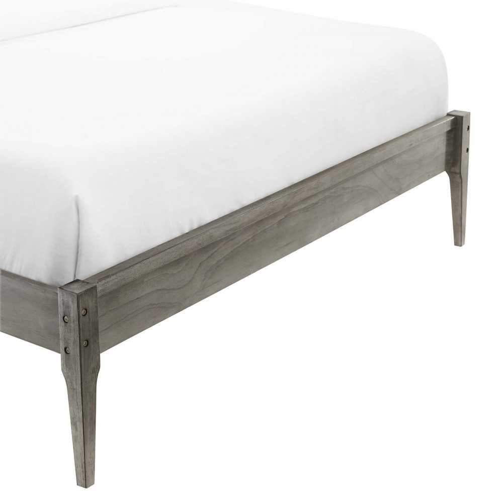 June King Wood Platform Bed Frame, Gray