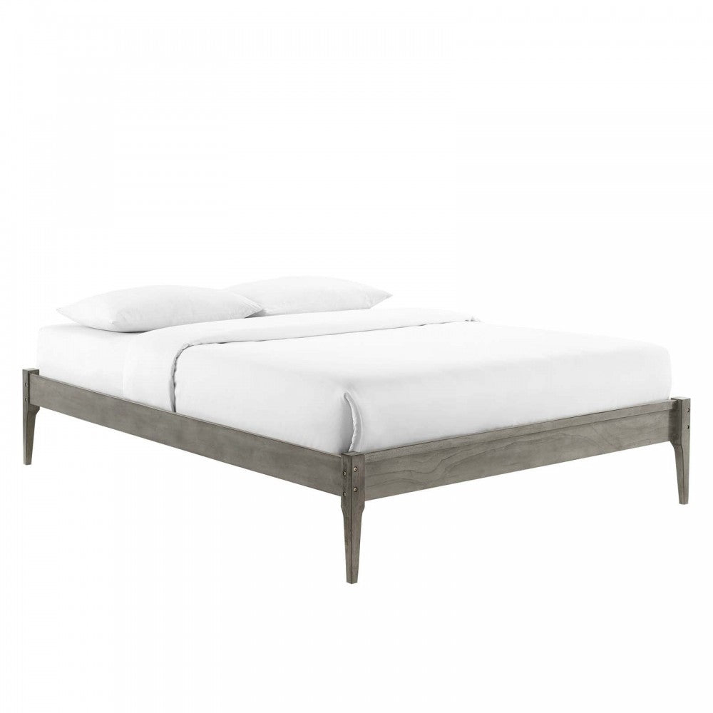 June Queen Wood Platform Bed Frame, Gray