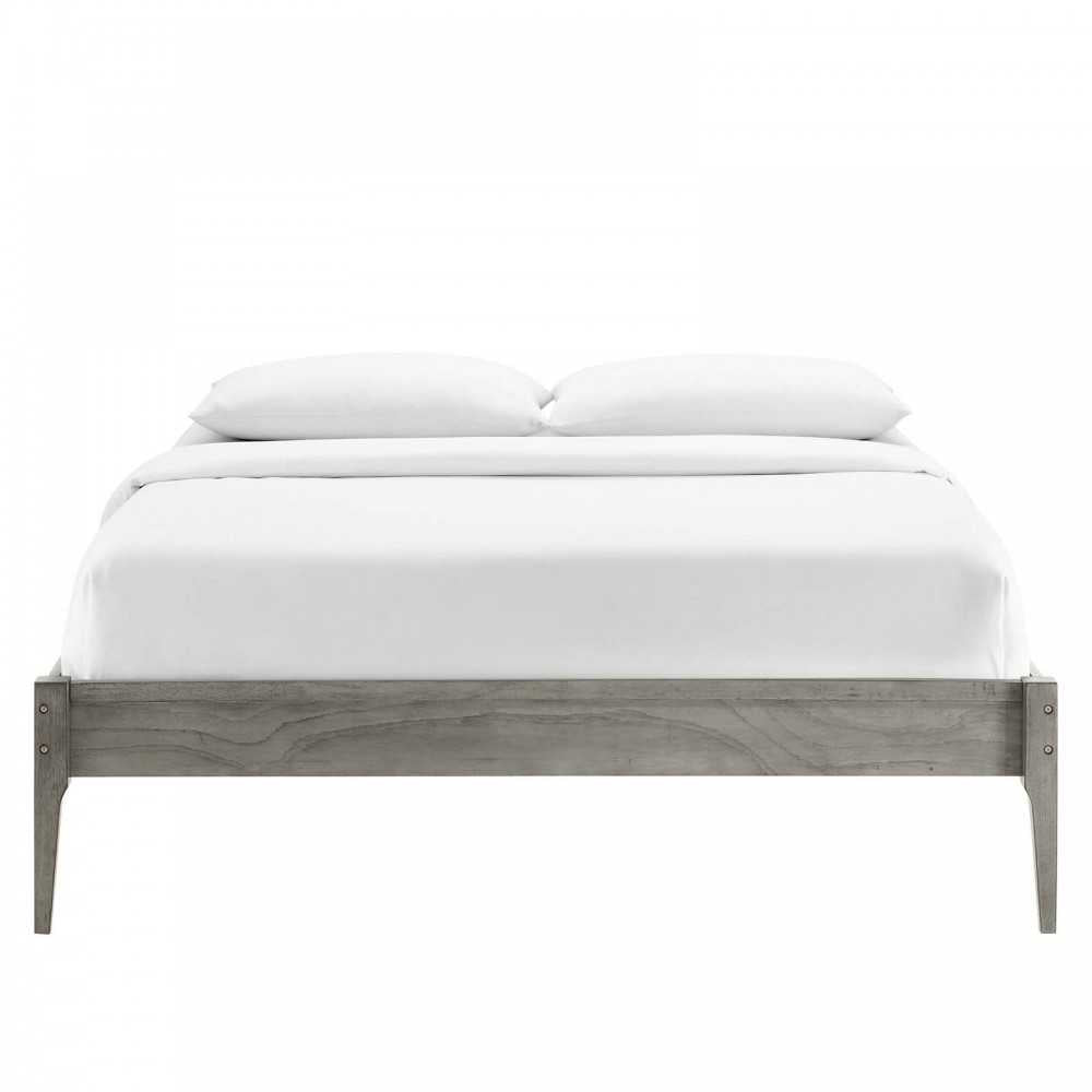 June Queen Wood Platform Bed Frame, Gray