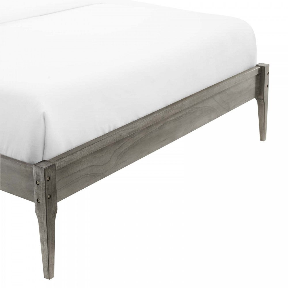 June Queen Wood Platform Bed Frame, Gray