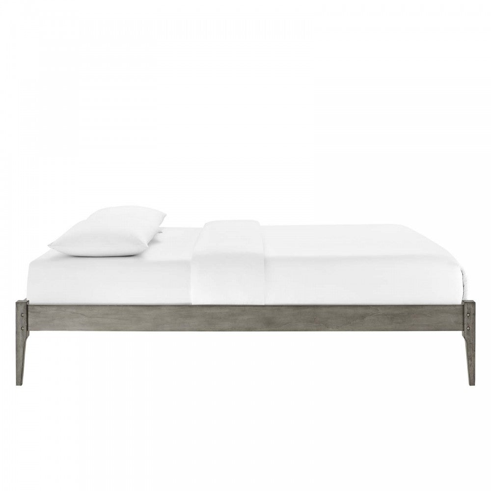 June Queen Wood Platform Bed Frame, Gray