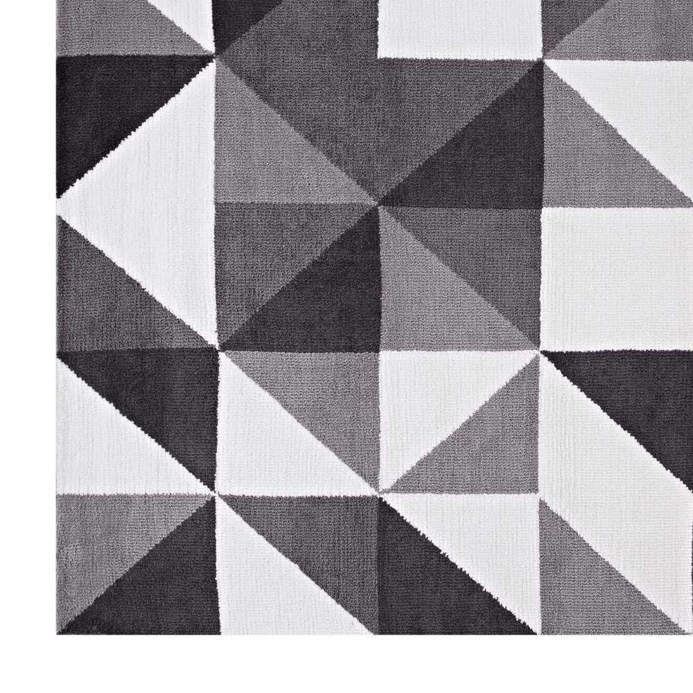 Kahula Geometric Triangle Mosaic 5x8 Area Rug, Black, Gray and White