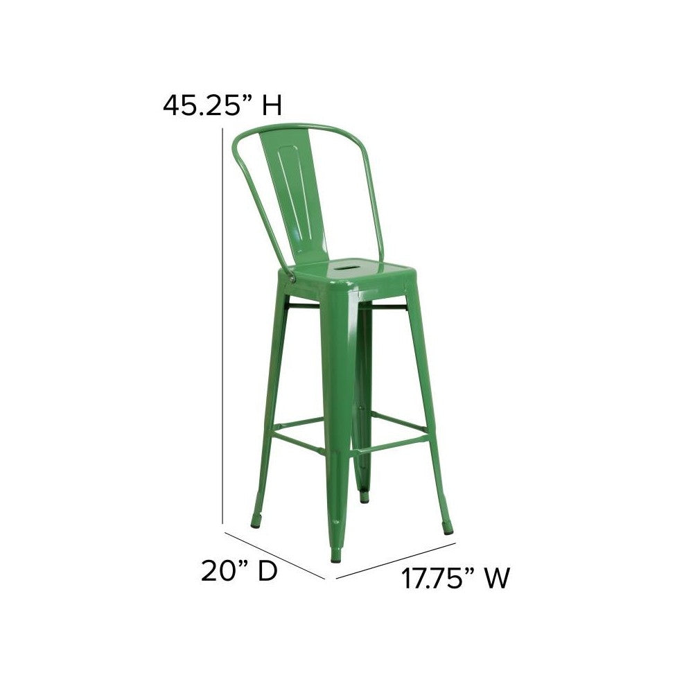 Kai Commercial Grade 30" Green Stool-Teak Seat