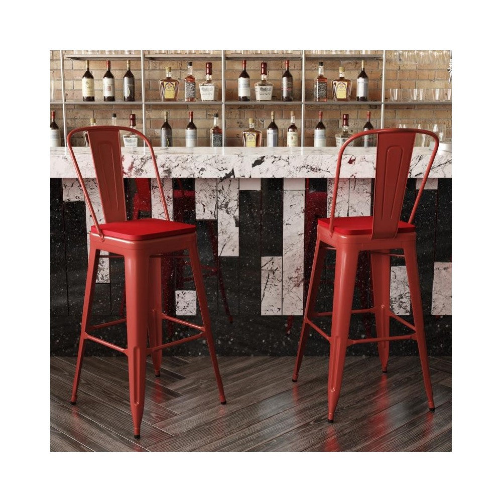 Kai Commercial Grade 30" Red Stool-Red Seat