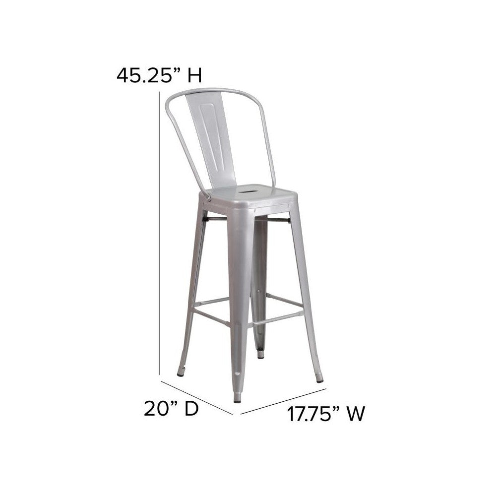 Kai Commercial Grade 30" Silver Stool-Gray Seat