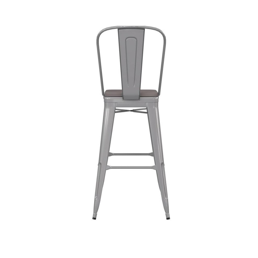 Kai Commercial Grade 30" Silver Stool-Gray Seat