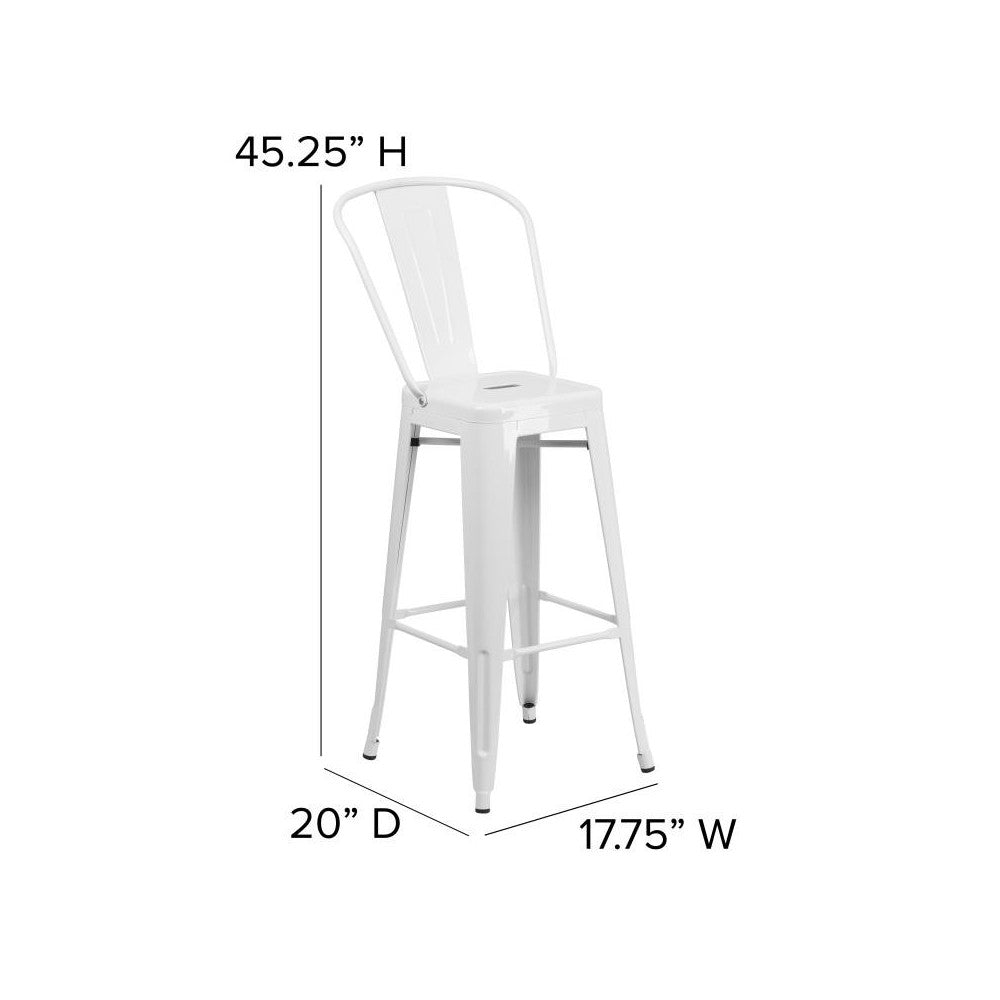 Kai Commercial Grade 30" White Stool-Gray Seat