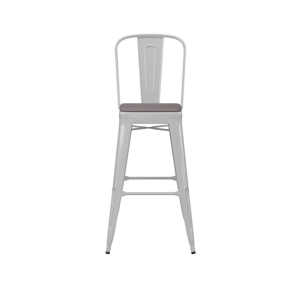 Kai Commercial Grade 30" White Stool-Gray Seat