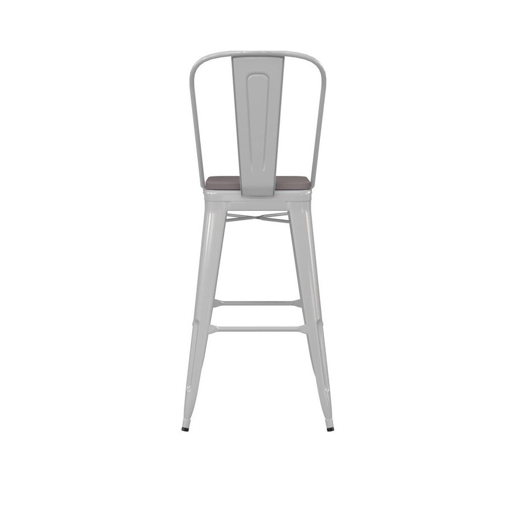 Kai Commercial Grade 30" White Stool-Gray Seat