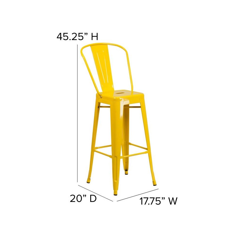 Kai Commercial Grade 30" Yellow Stool-Teak Seat