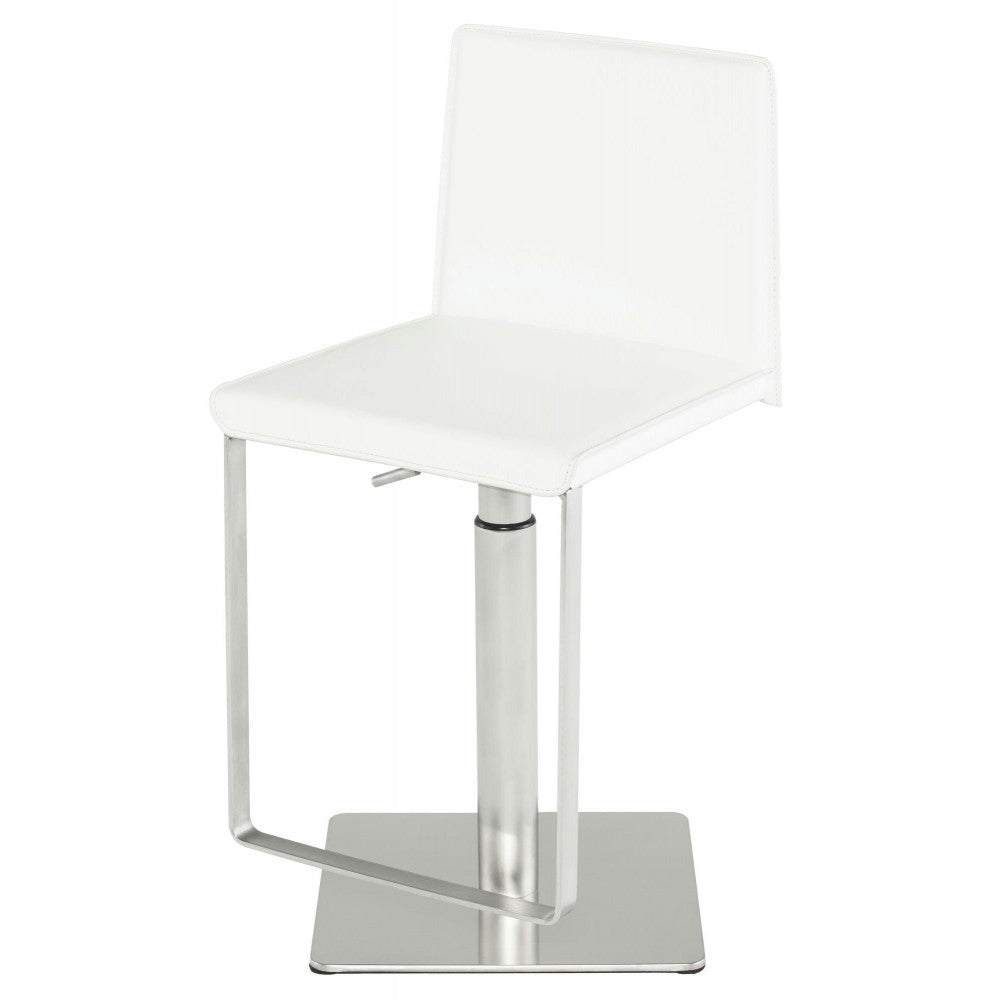 Kailee White Leather Adjustable Stool