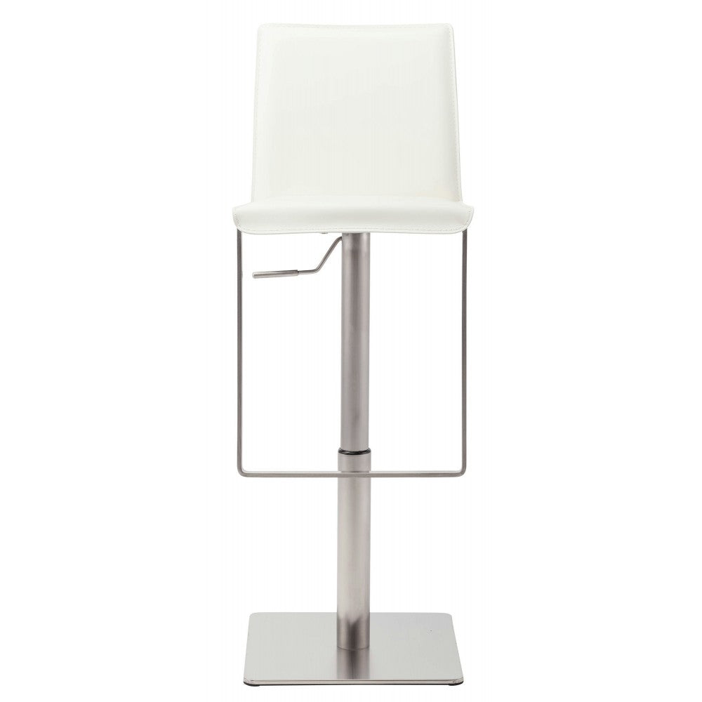 Kailee White Leather Adjustable Stool