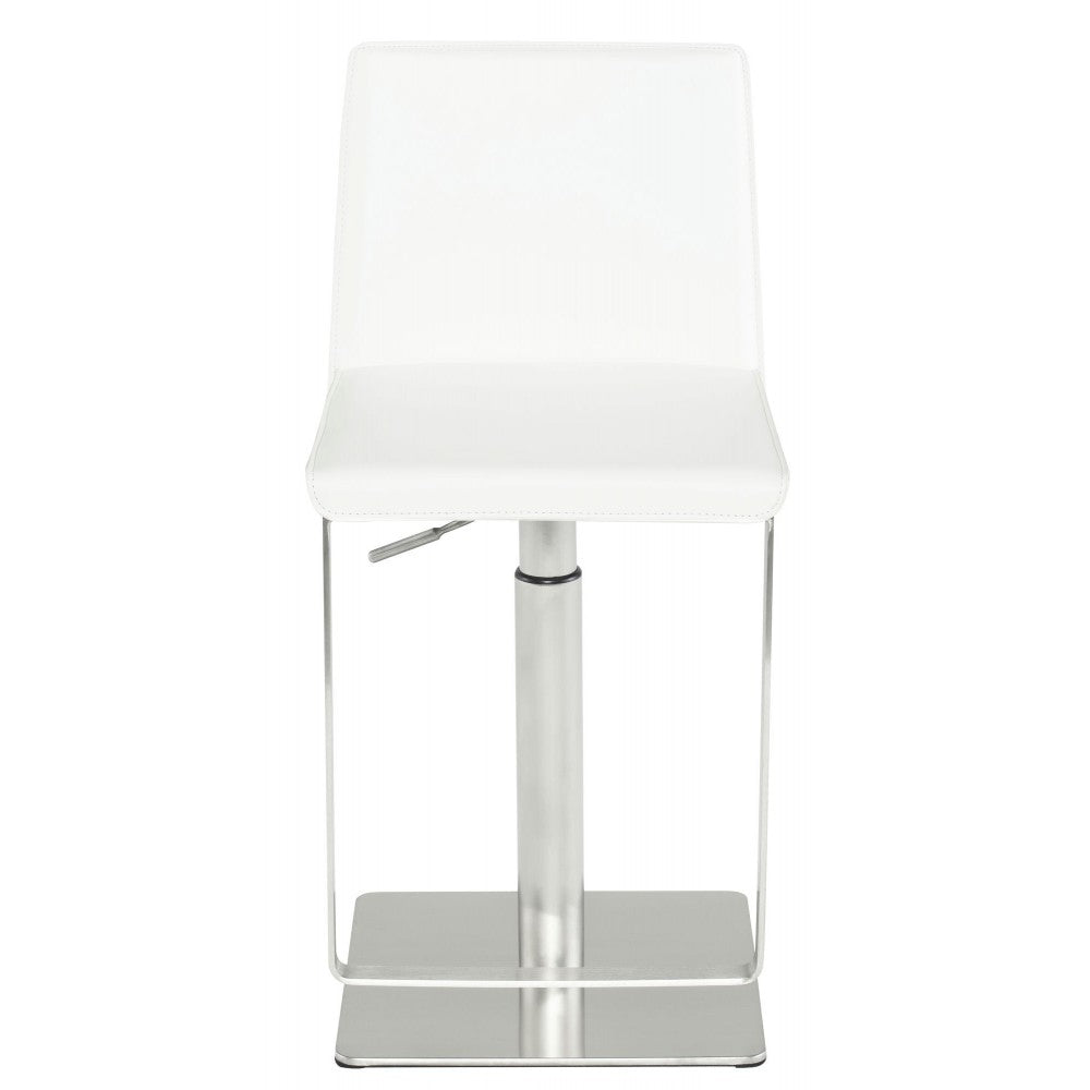 Kailee White Leather Adjustable Stool