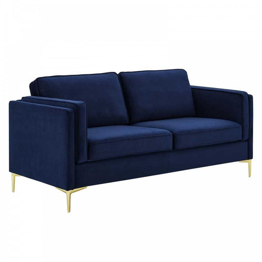 Kaiya Performance Velvet Sofa, Midnight Blue