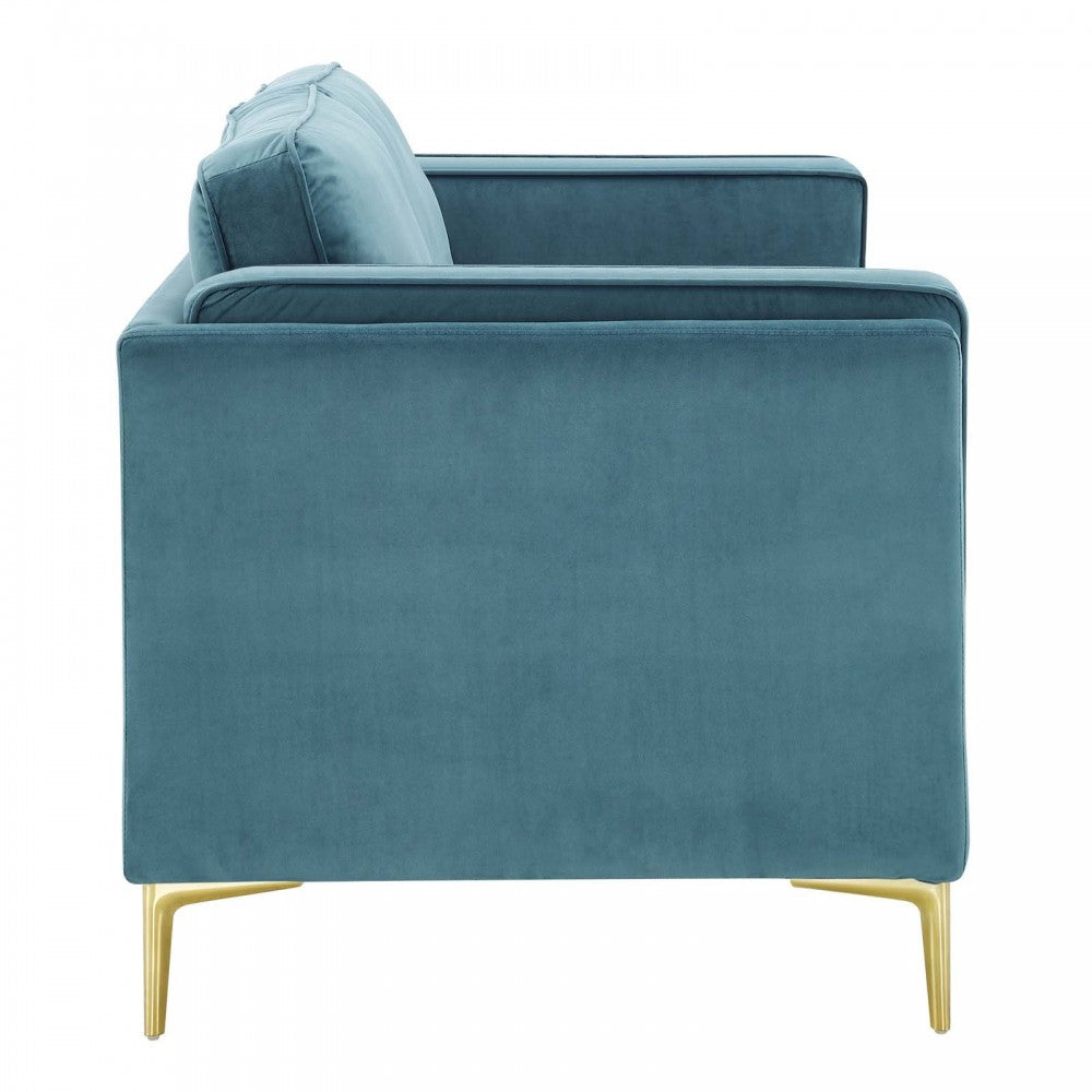 Kaiya Performance Velvet Sofa, Sea Blue