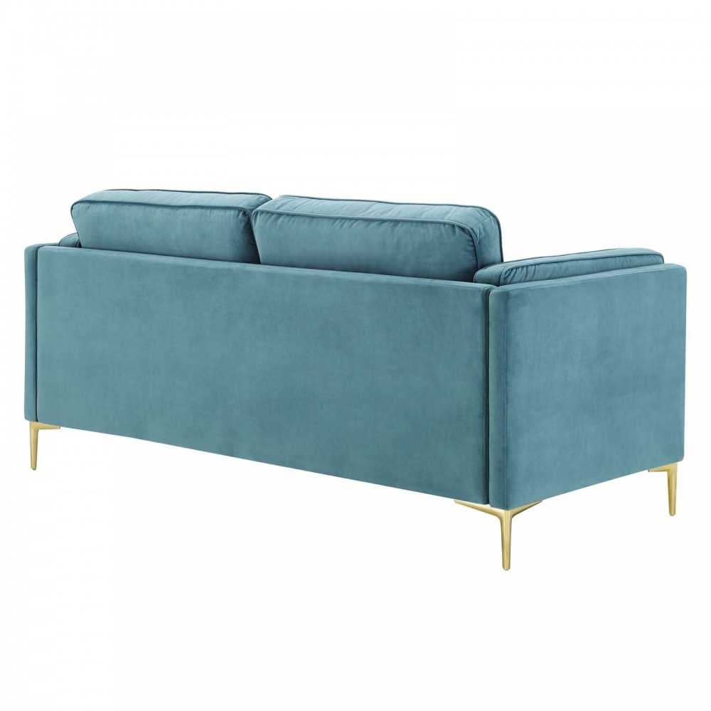 Kaiya Performance Velvet Sofa, Sea Blue