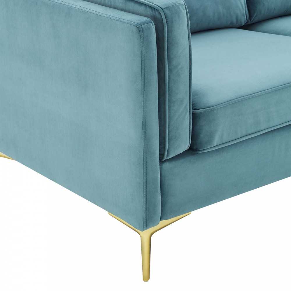 Kaiya Performance Velvet Sofa, Sea Blue