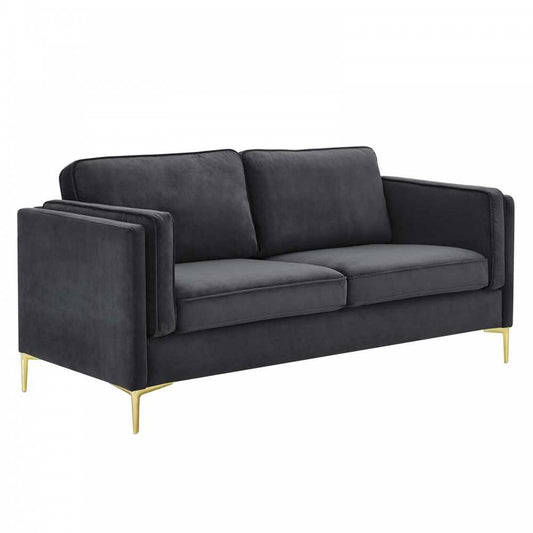 Kaiya Performance Velvet Sofa, Charcoal