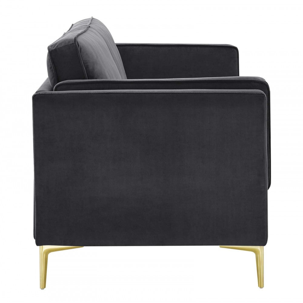 Kaiya Performance Velvet Sofa, Charcoal