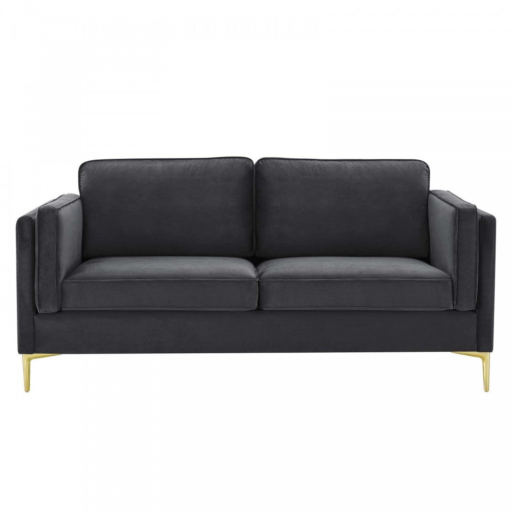 Kaiya Performance Velvet Sofa, Charcoal
