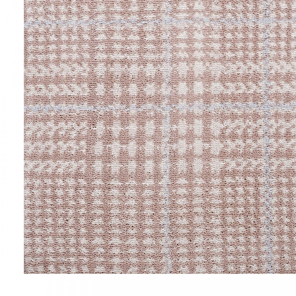 Kaja Abstract Plaid 5x8 Area Rug, Ivory, Cameo Rose and Light Blue