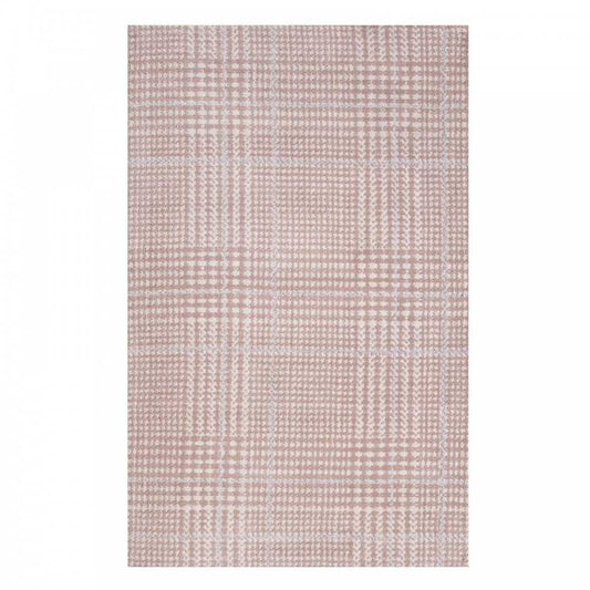 Kaja Abstract Plaid 8x10 Area Rug, Ivory, Cameo Rose and Light Blue
