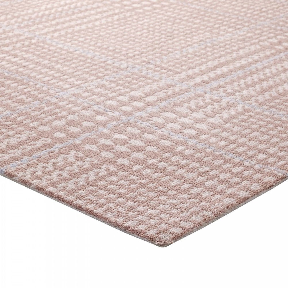 Kaja Abstract Plaid 8x10 Area Rug, Ivory, Cameo Rose and Light Blue