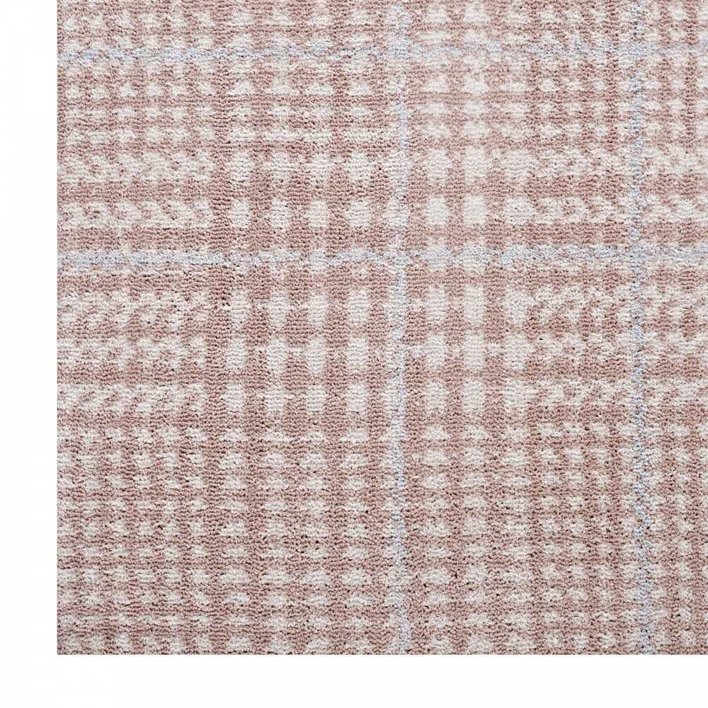 Kaja Abstract Plaid 8x10 Area Rug, Ivory, Cameo Rose and Light Blue