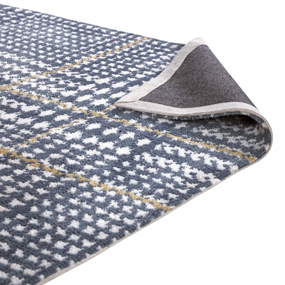 Kaja Abstract Plaid 8x10 Area Rug, Ivory, Cadet Blue and Citron
