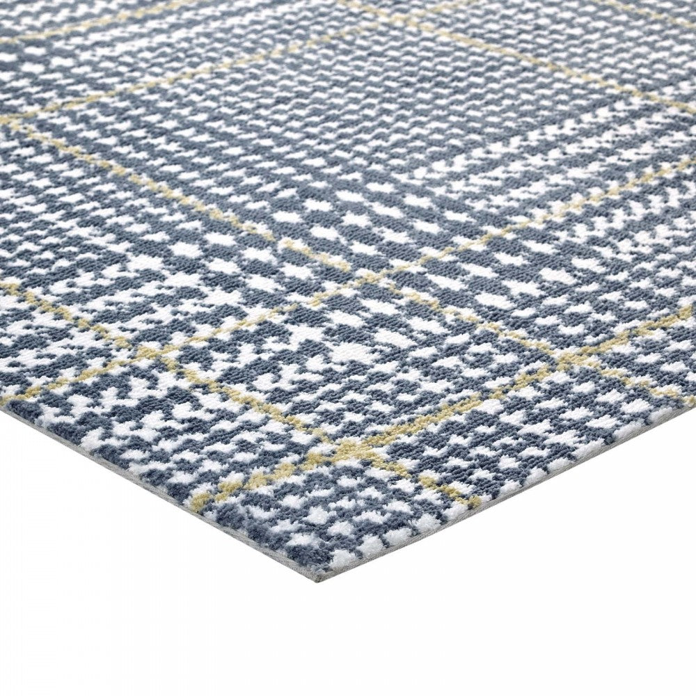 Kaja Abstract Plaid 8x10 Area Rug, Ivory, Cadet Blue and Citron