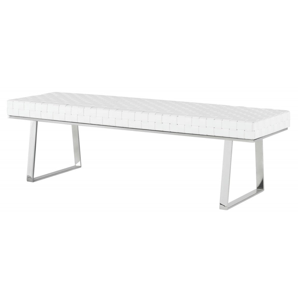 Karlee White Leather Occasional Bench