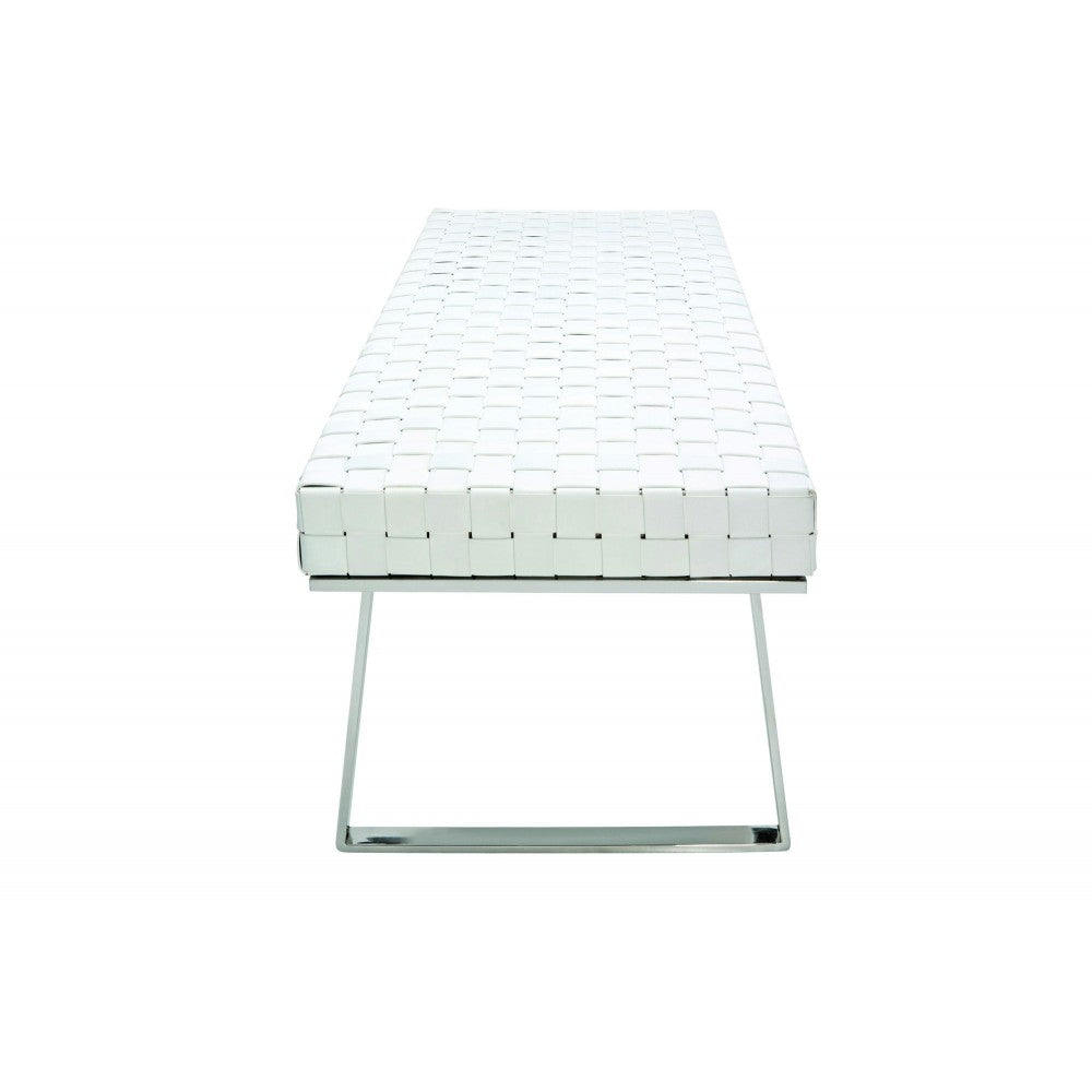 Karlee White Leather Occasional Bench