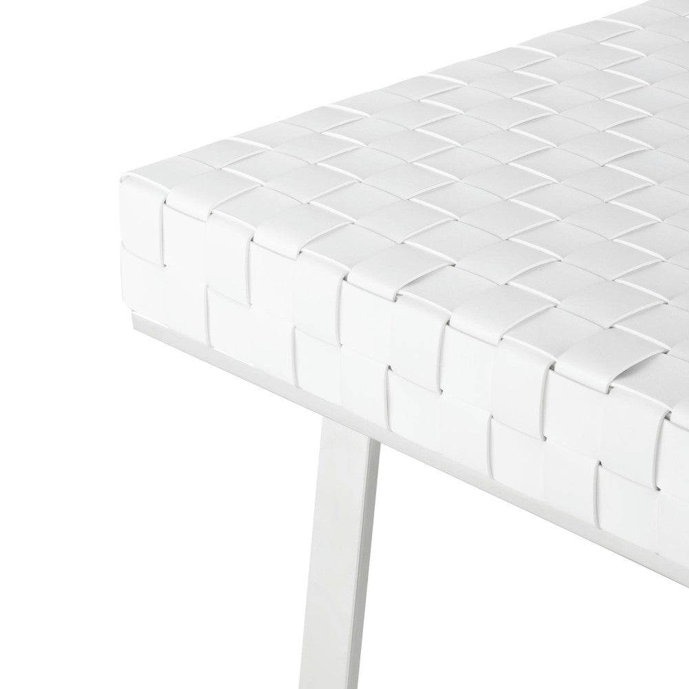Karlee White Leather Occasional Bench