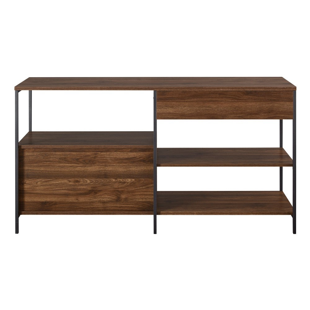 Keaton 58" 1 Drawer, 2 Door Storage Shelf - Dark Walnut