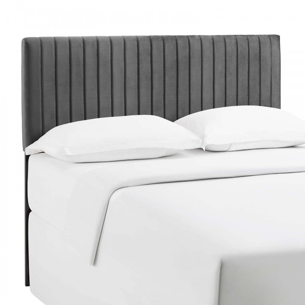 Keira Full / Queen Performance Velvet Headboard, Gray