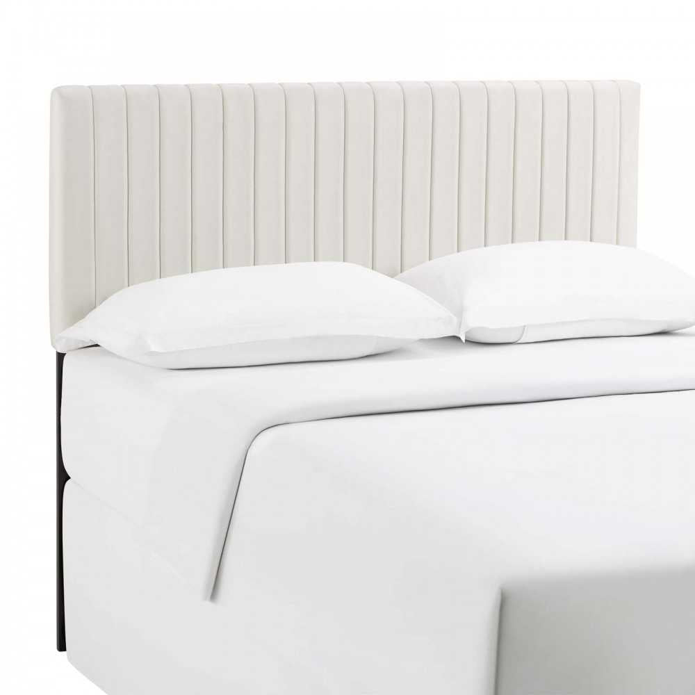 Keira Full / Queen Performance Velvet Headboard, Ivory