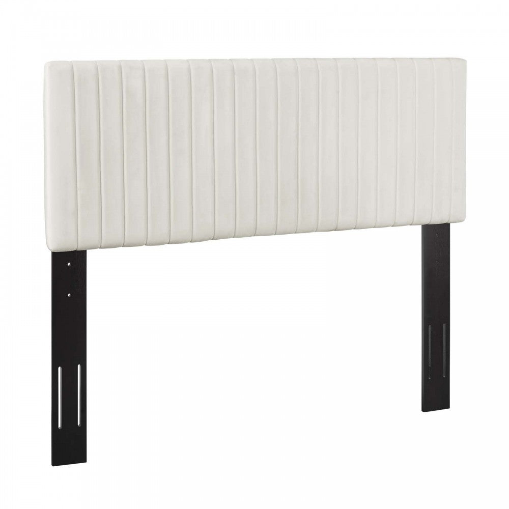 Keira Full / Queen Performance Velvet Headboard, Ivory