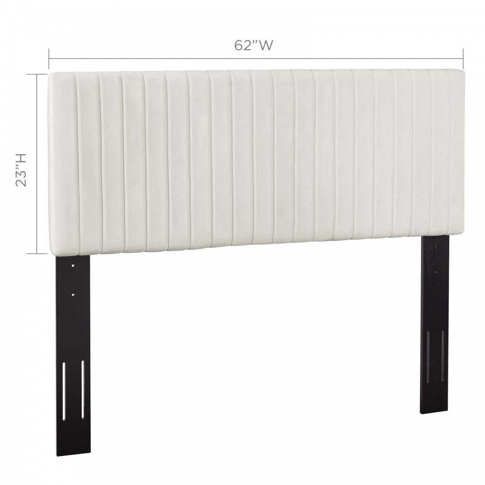 Keira Full / Queen Performance Velvet Headboard, Ivory