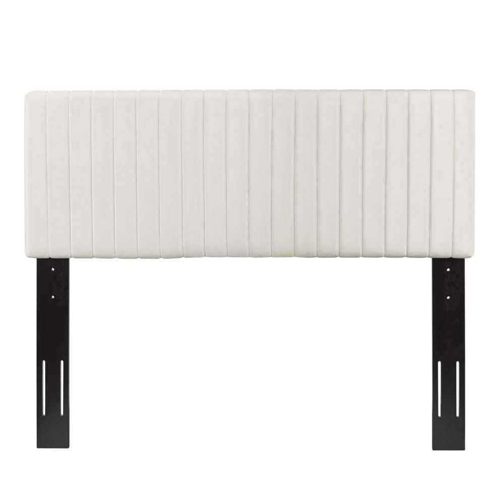 Keira Full / Queen Performance Velvet Headboard, Ivory