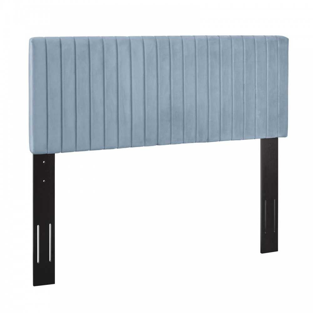 Keira Full / Queen Performance Velvet Headboard, Light Blue