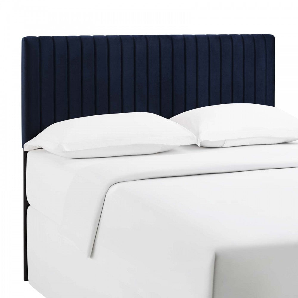 Keira Full / Queen Performance Velvet Headboard, Midnight Blue