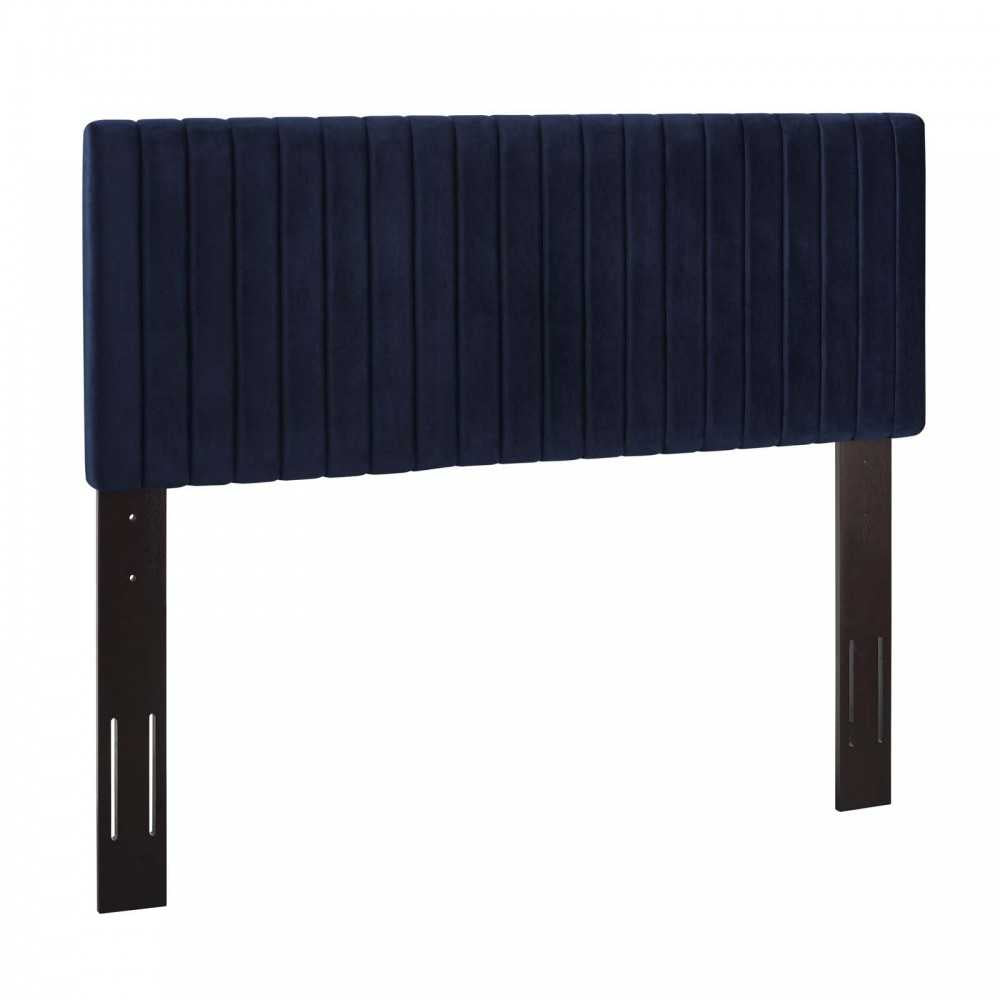 Keira Full / Queen Performance Velvet Headboard, Midnight Blue