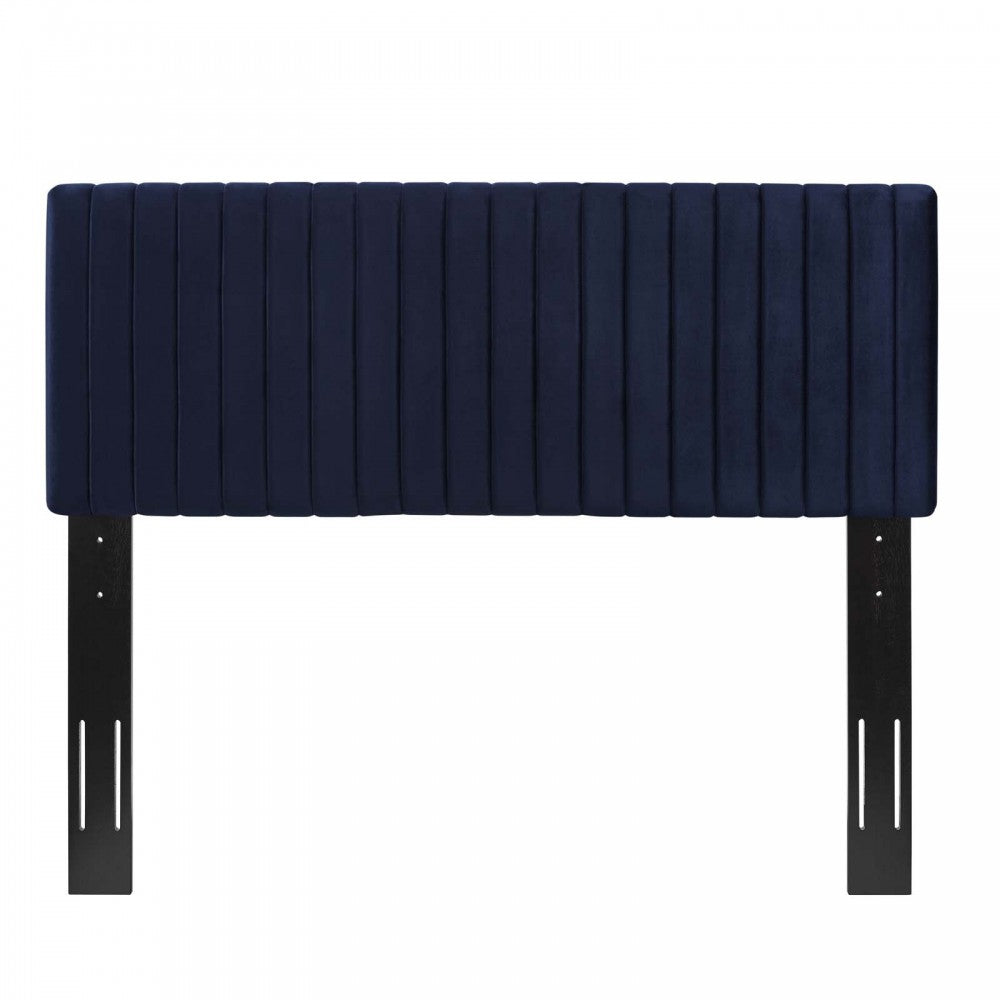 Keira Full / Queen Performance Velvet Headboard, Midnight Blue